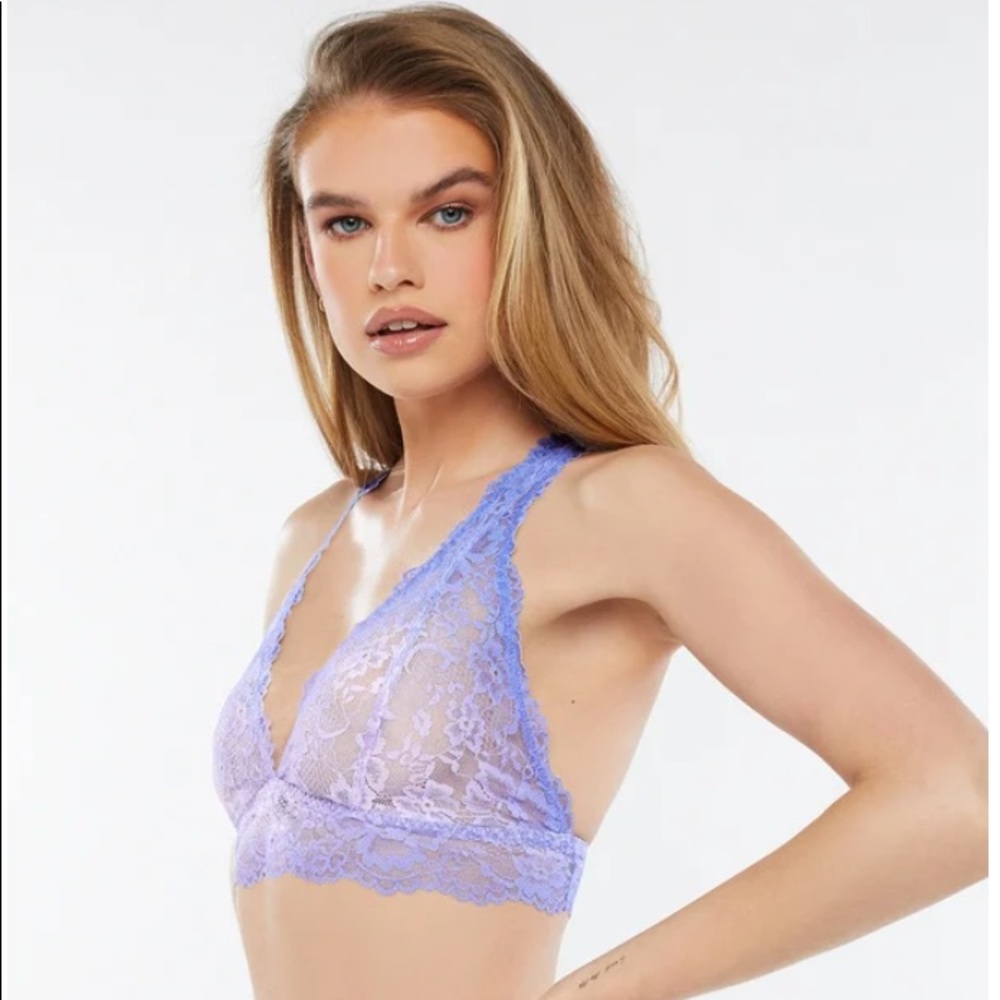 Savage X Fenty Floral Lace Racerback Bralette in Periwinkle Ombré